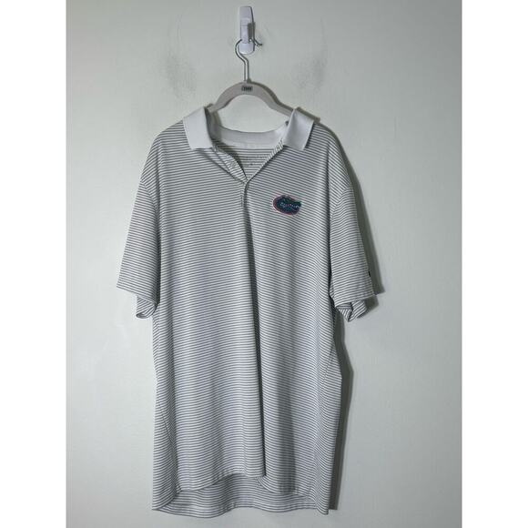 Men's Nike Golf White and Gray Stripe Short Sleeve Florida Gators Polo Sz XL - Picture 2 of 2